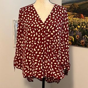 NWT West K Surplice Tie Sleeve Blouse